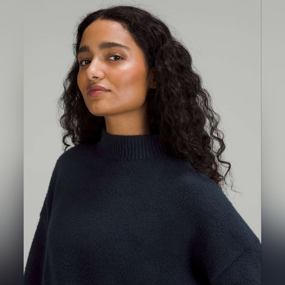 Lululemon Brushed Cotton Merino Blend Mockneck in True Navy - Picture 4 of 16